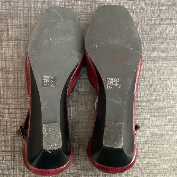 Moda Spana Red Marron leather Mary Jane's square toe - Picture 9 of 15